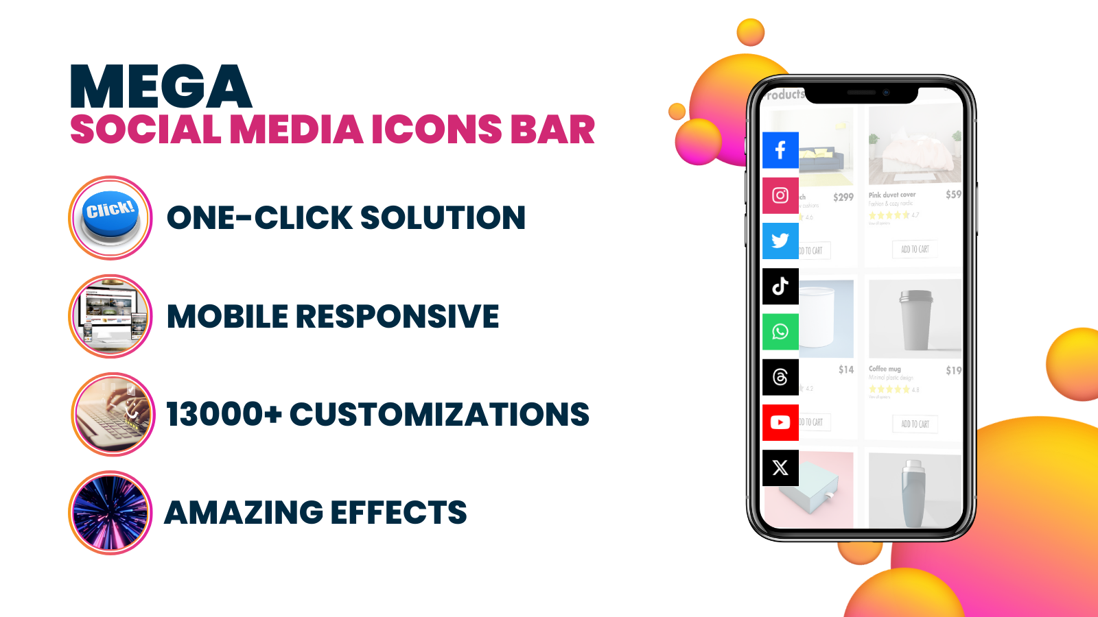 Mega Social Media Icons Bar : Placement dynamique des icônes