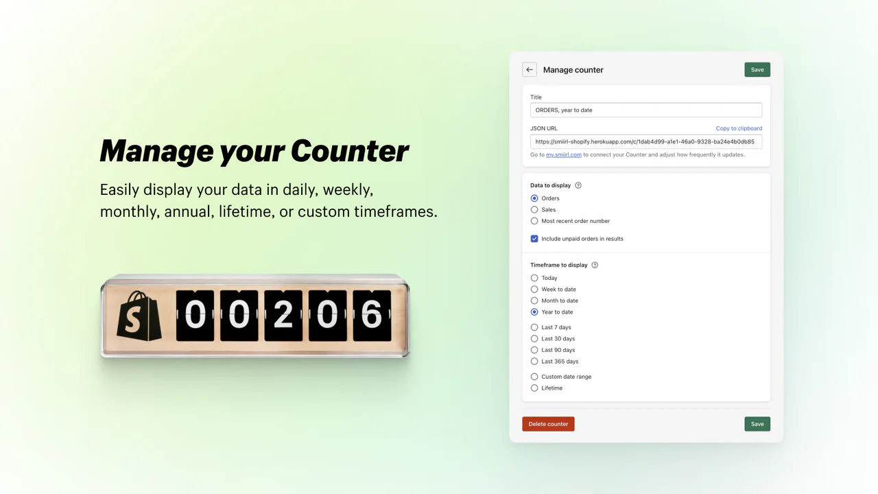 Connect your store to Shopify Counter or Shopify Display