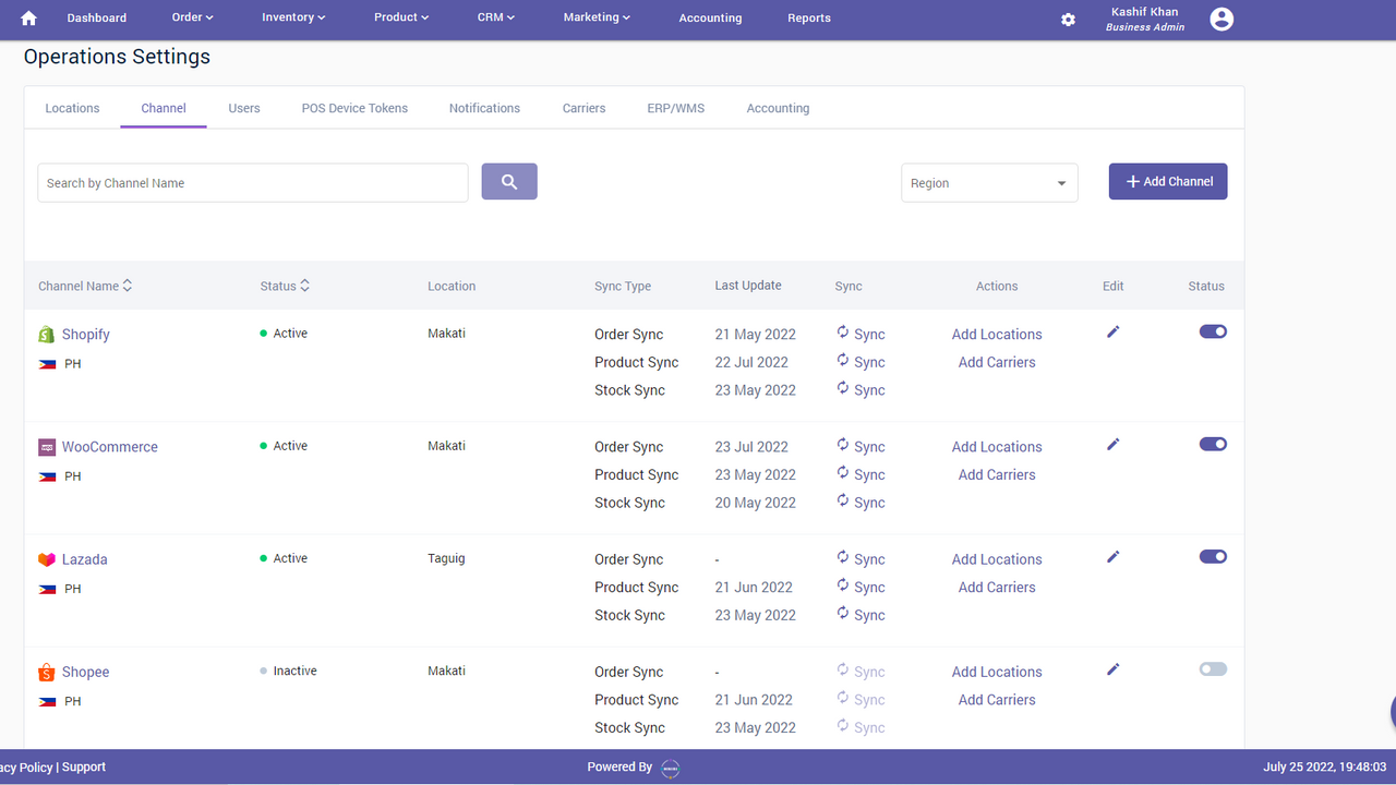 Lazada, Shopee and Tiktok shop inventory and order management