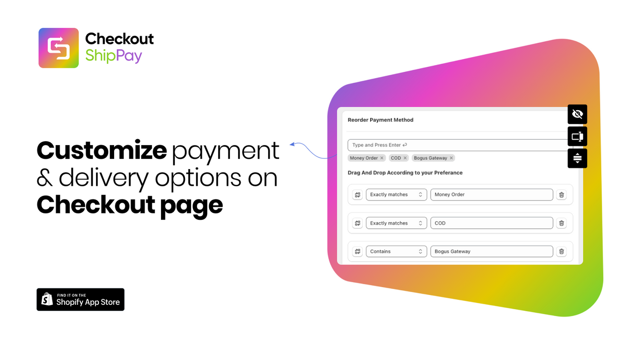 Customize delivery & payment methods on checkout page
