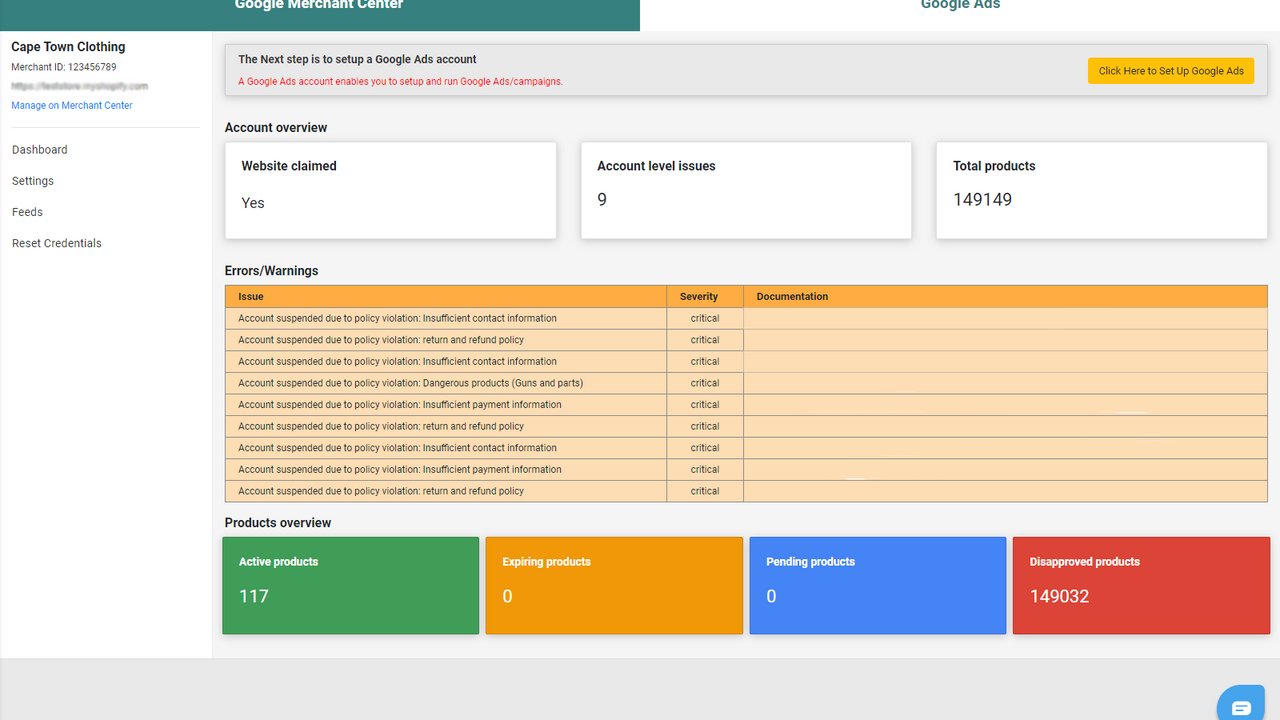 deep merchant center integration