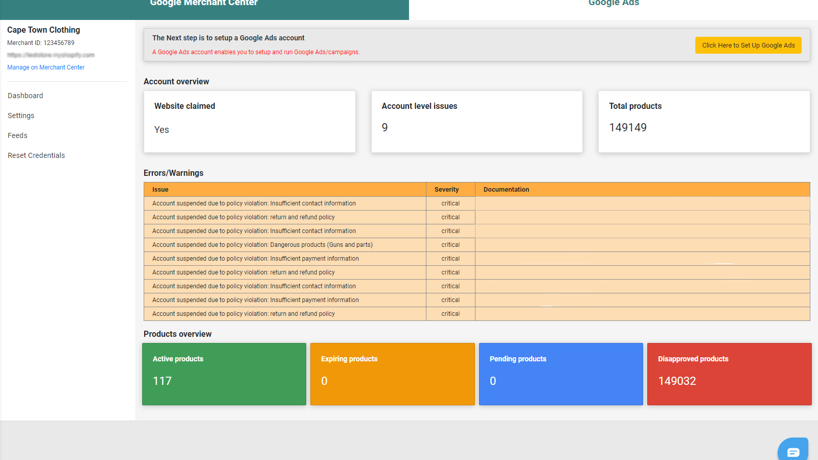 diepe integratie met merchant center