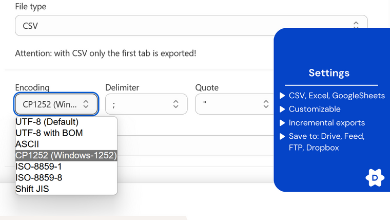 DataChamp Excel & CSV Exports Screenshot