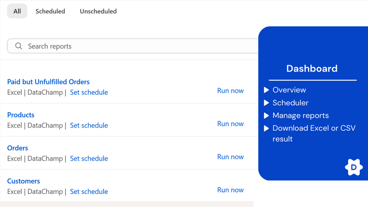 DataChamp Excel & CSV Exports Screenshot