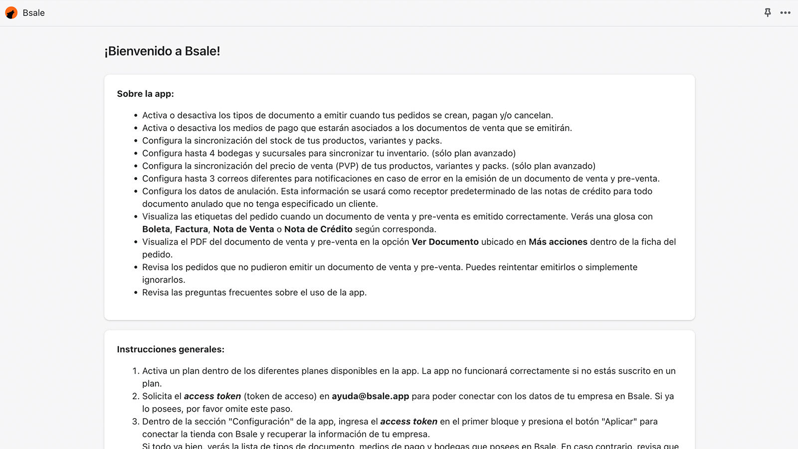 Bsale (Chile) Screenshot