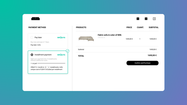 bnpl, widget, seQura, On-site messaging, pay in 3