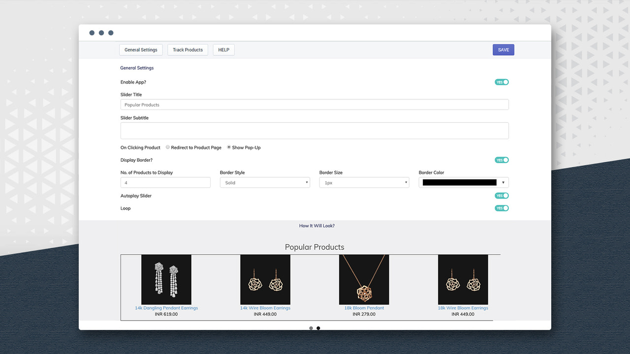 Configuraciones del panel de control general