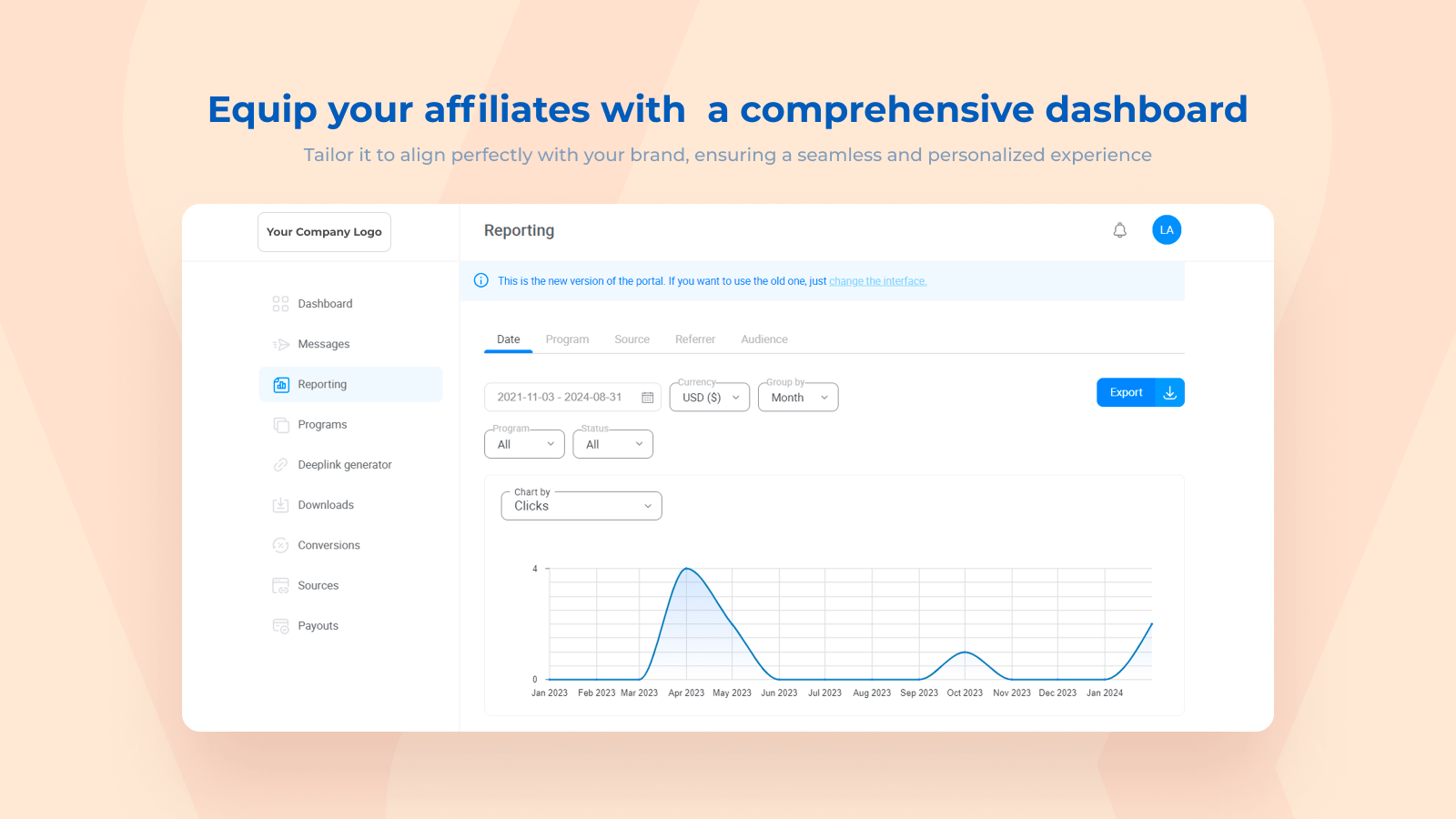 Comprehensive dashboard for your affiliates