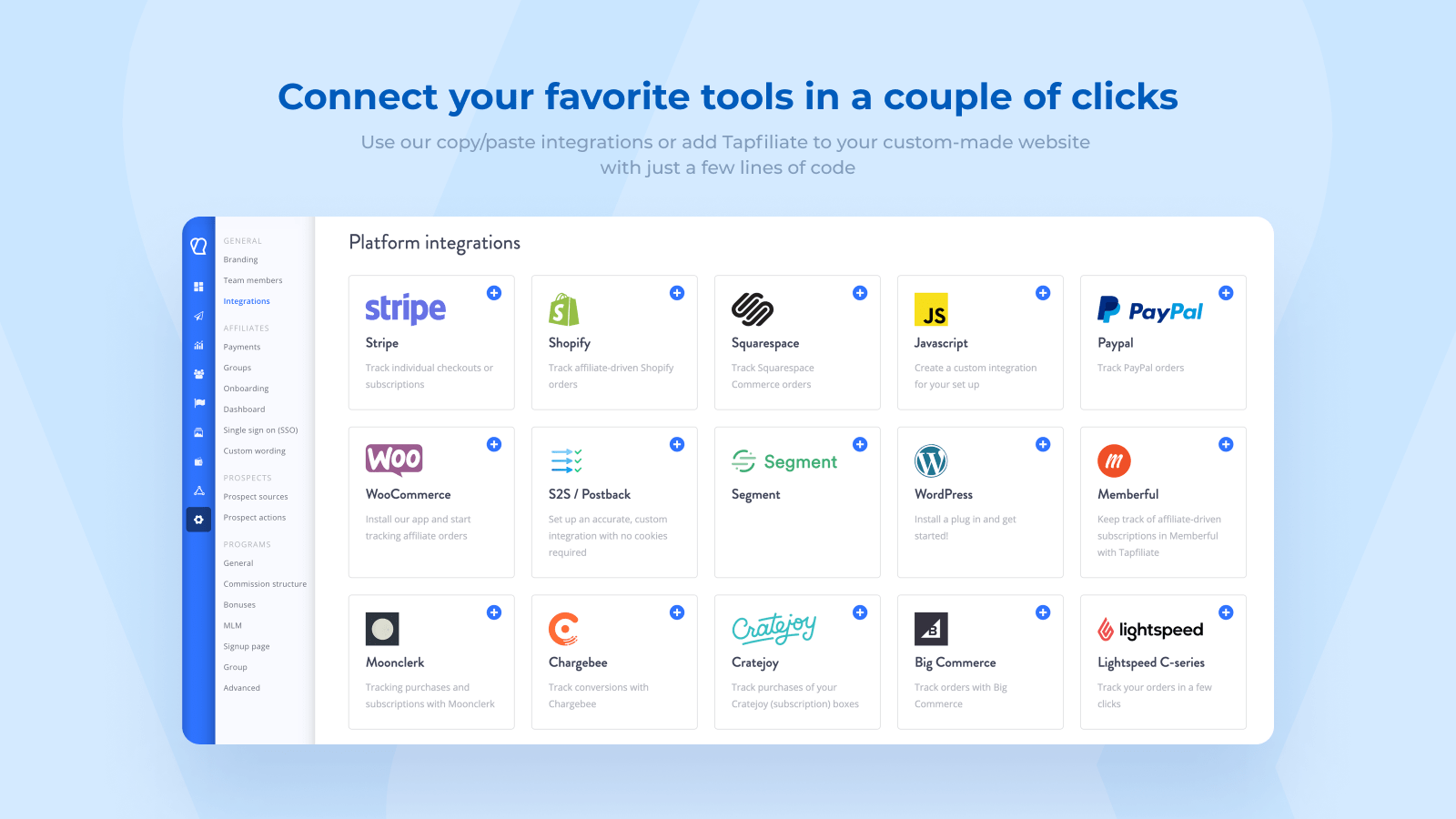 Quick integration with 30+ popular tools and services