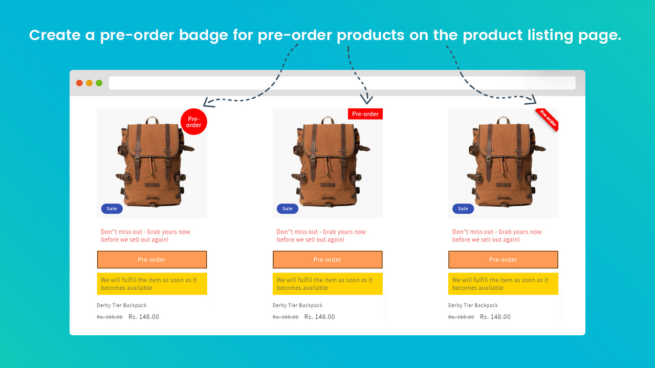 voorbestelling badge op de productlijstpagina