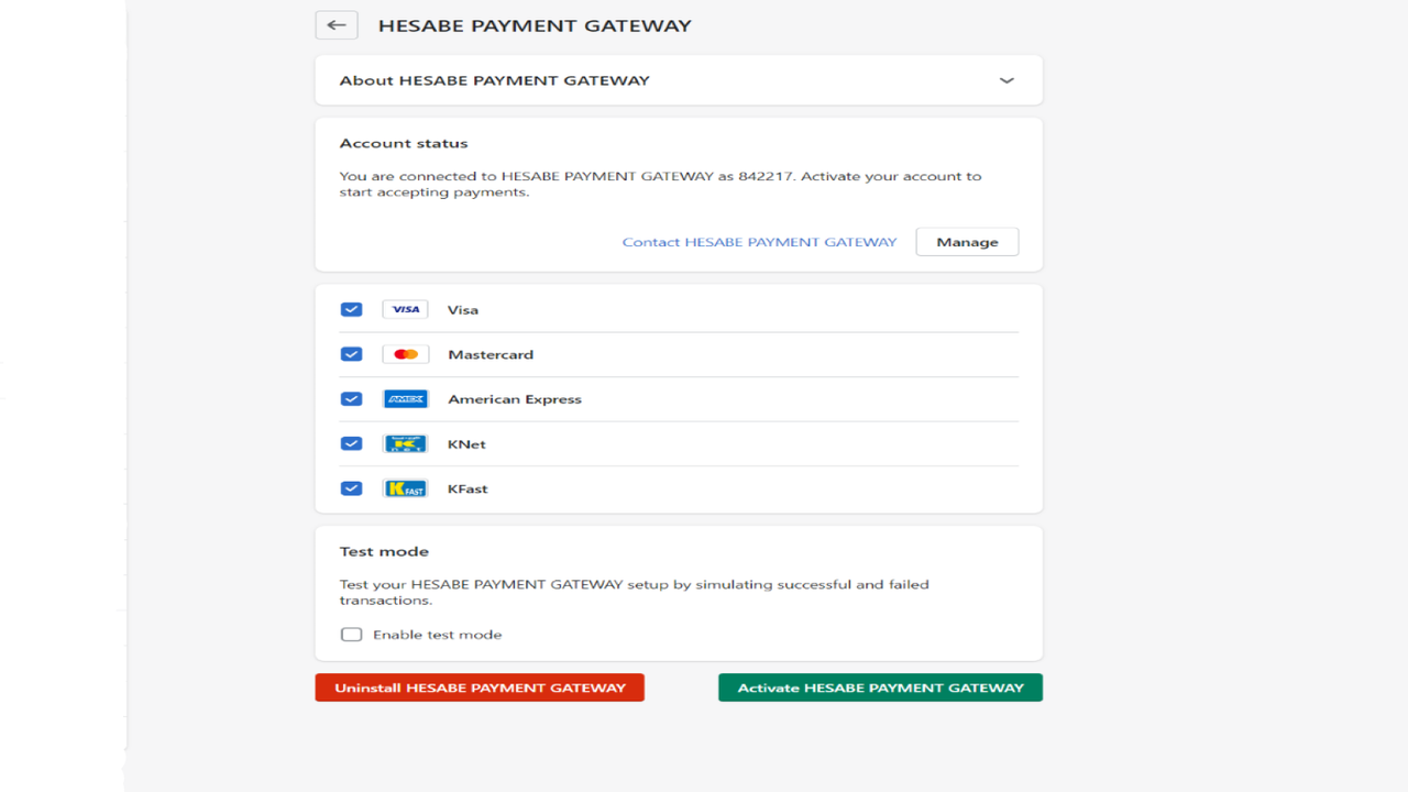 Select desired payment types