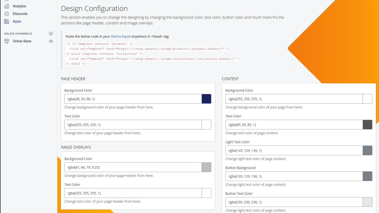 Configuration de l'application