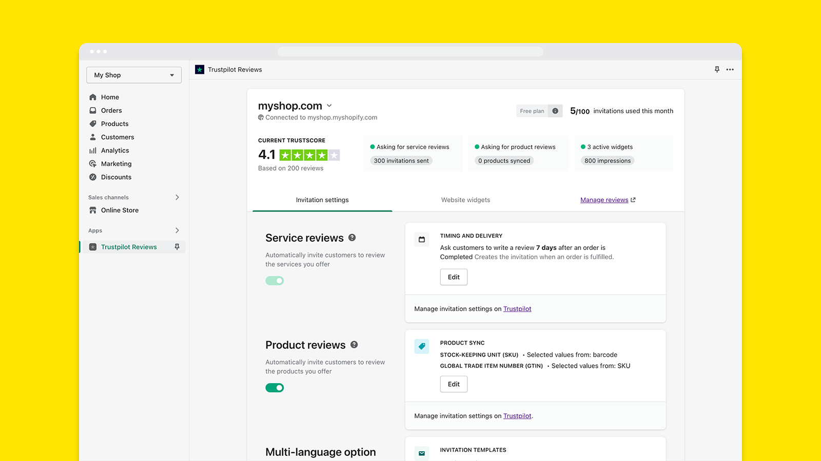 recopila y muestra reseñas de Trustpilot en Shopify para generar confianza