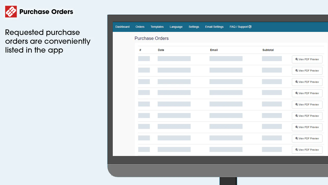 Purchase order list