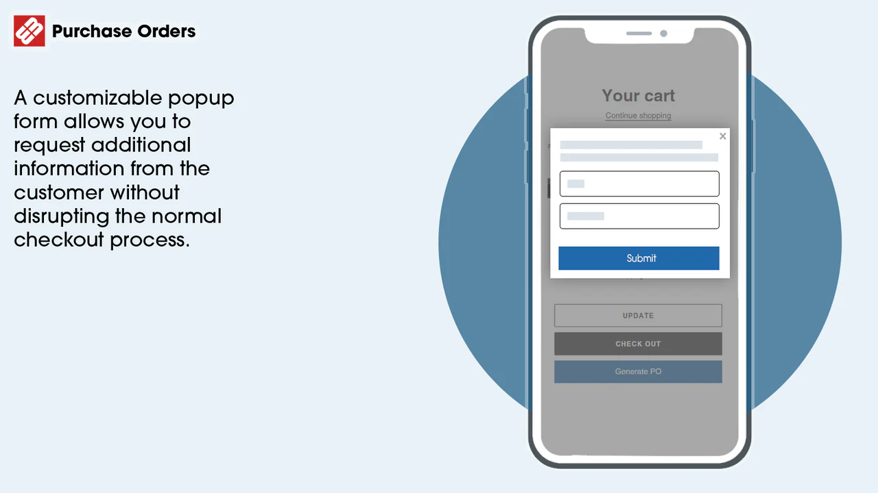 Purchase order request popup on mobile