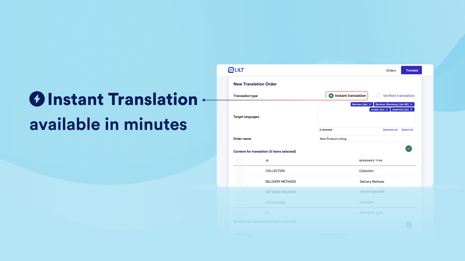 Tradução Instantânea disponível em minutos