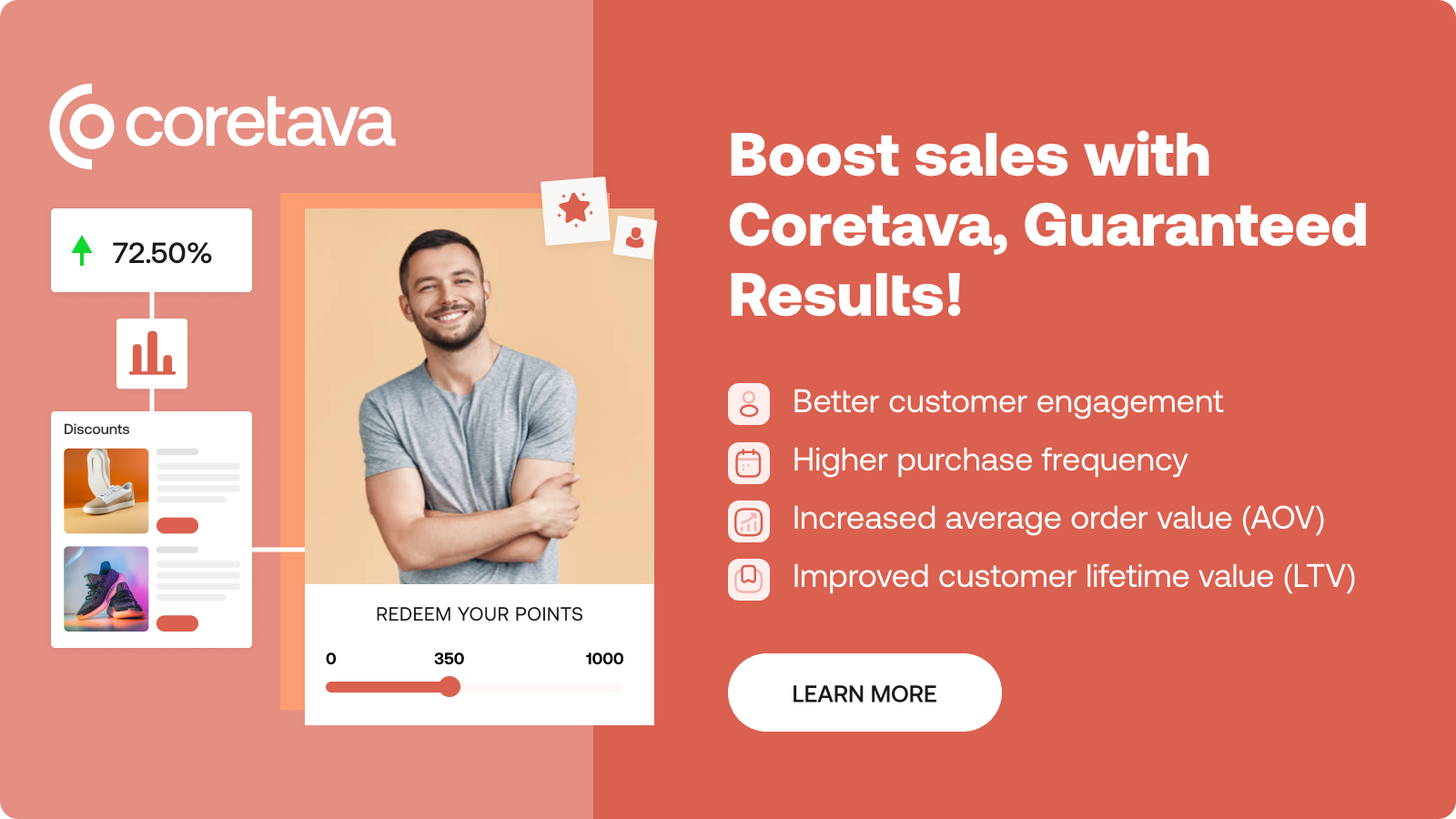 Coretava: Loyaliteitsprogramma, cashback, punten, beloningen voor Shopify