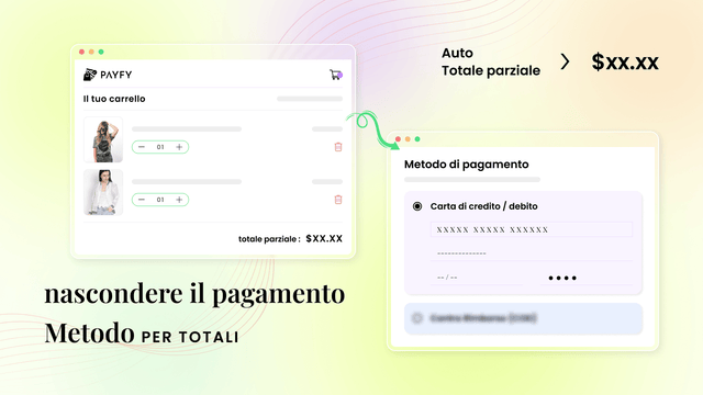 Nascondi il metodo di pagamento nella pagina di pagamento