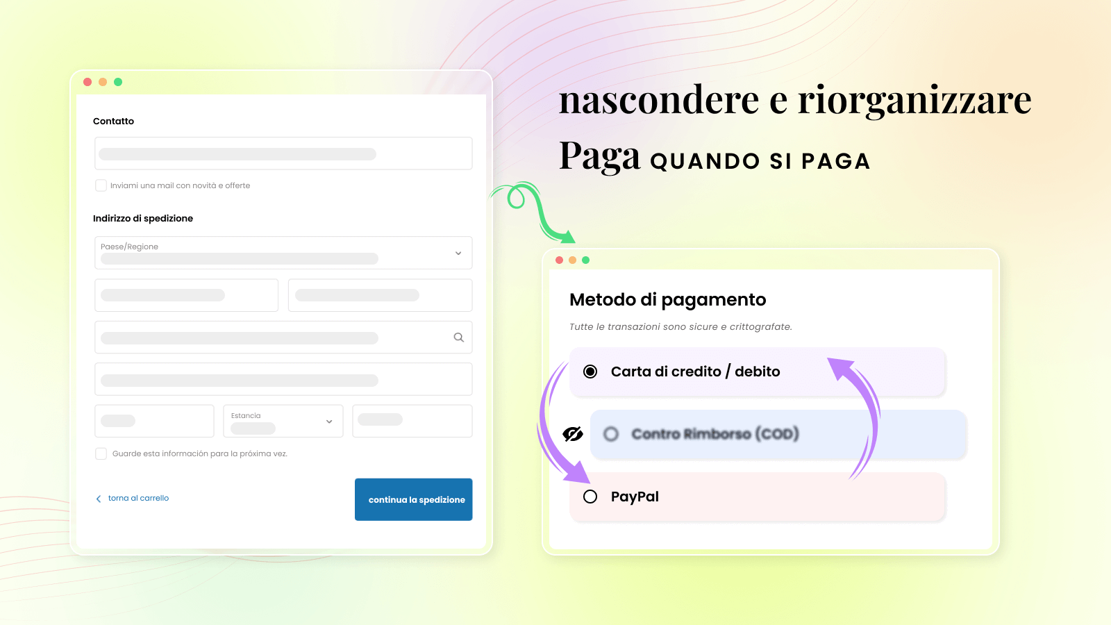 Shopify rinomina il metodo di pagamento al momento del pagamento