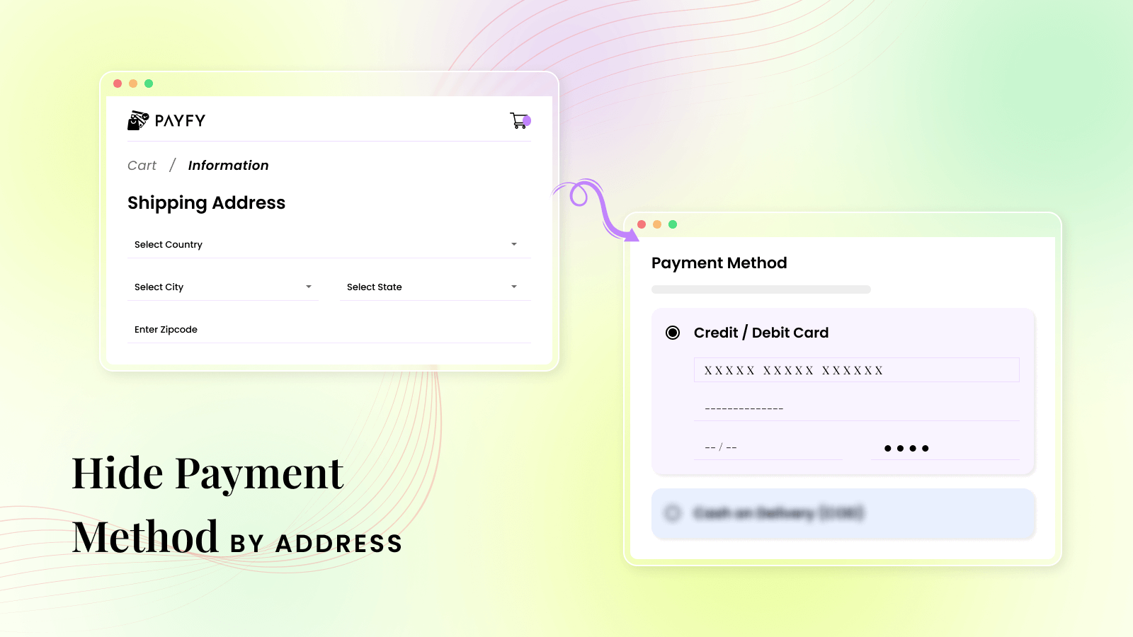 Hide payment method by cart total; limit to COD in checkout page