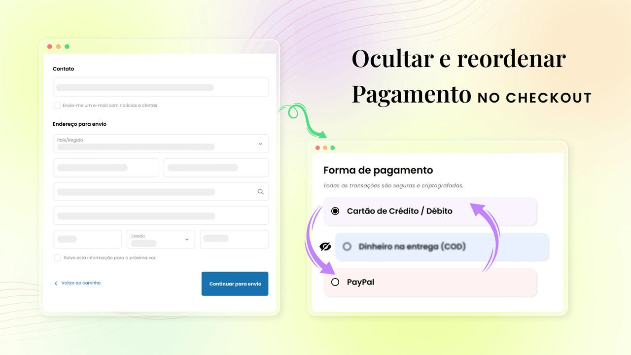 A Shopify renomeia a forma de pagamento na finalização da compra