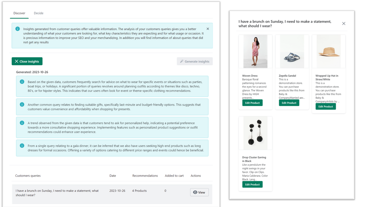 ShopSmart AI Generated Insights on the product catalog