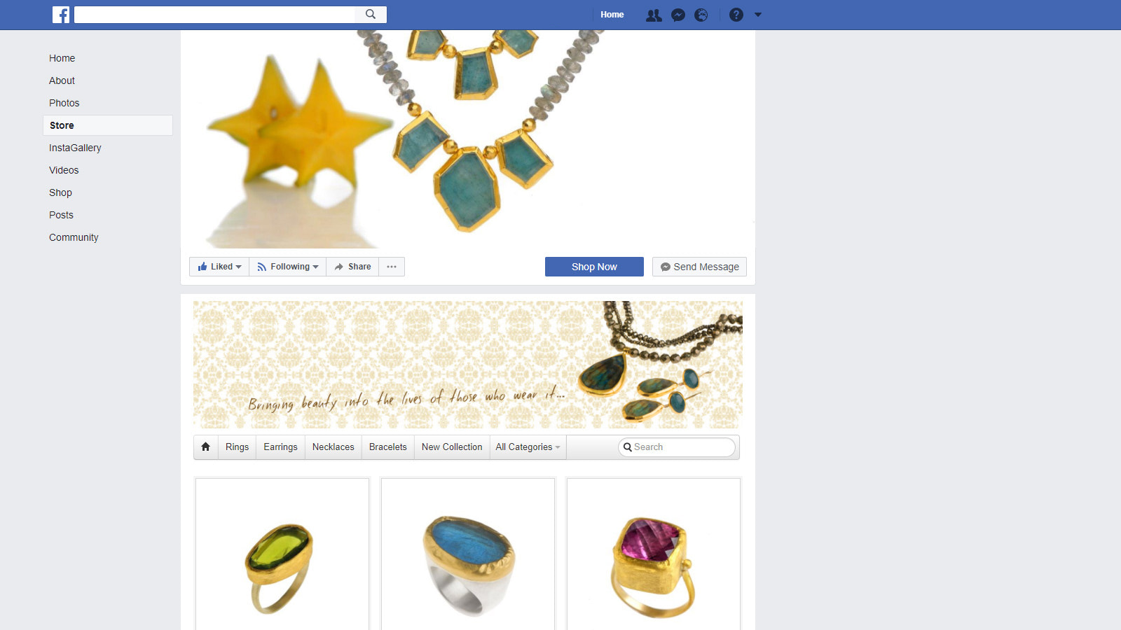 Vitrine no Facebook