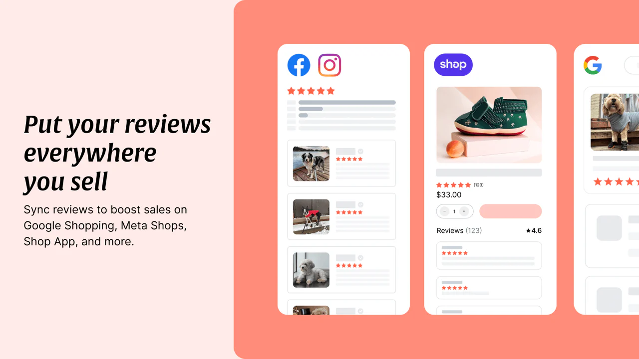 将评论同步到Google Shopping，Meta Shops和Shop App