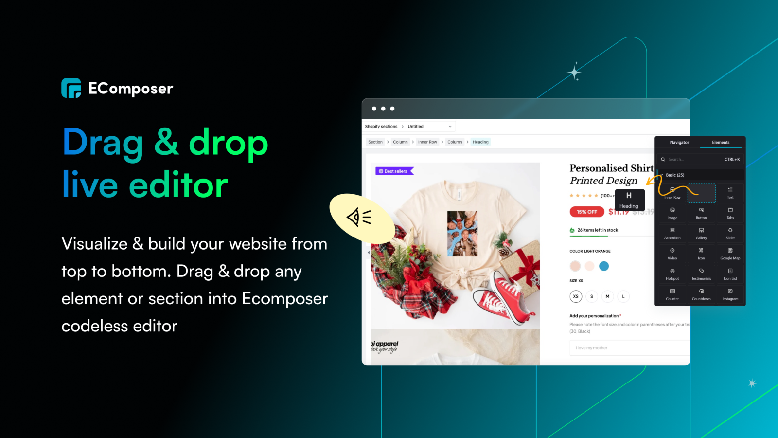 Live Drag & Drop Editor, kein Code erforderlich