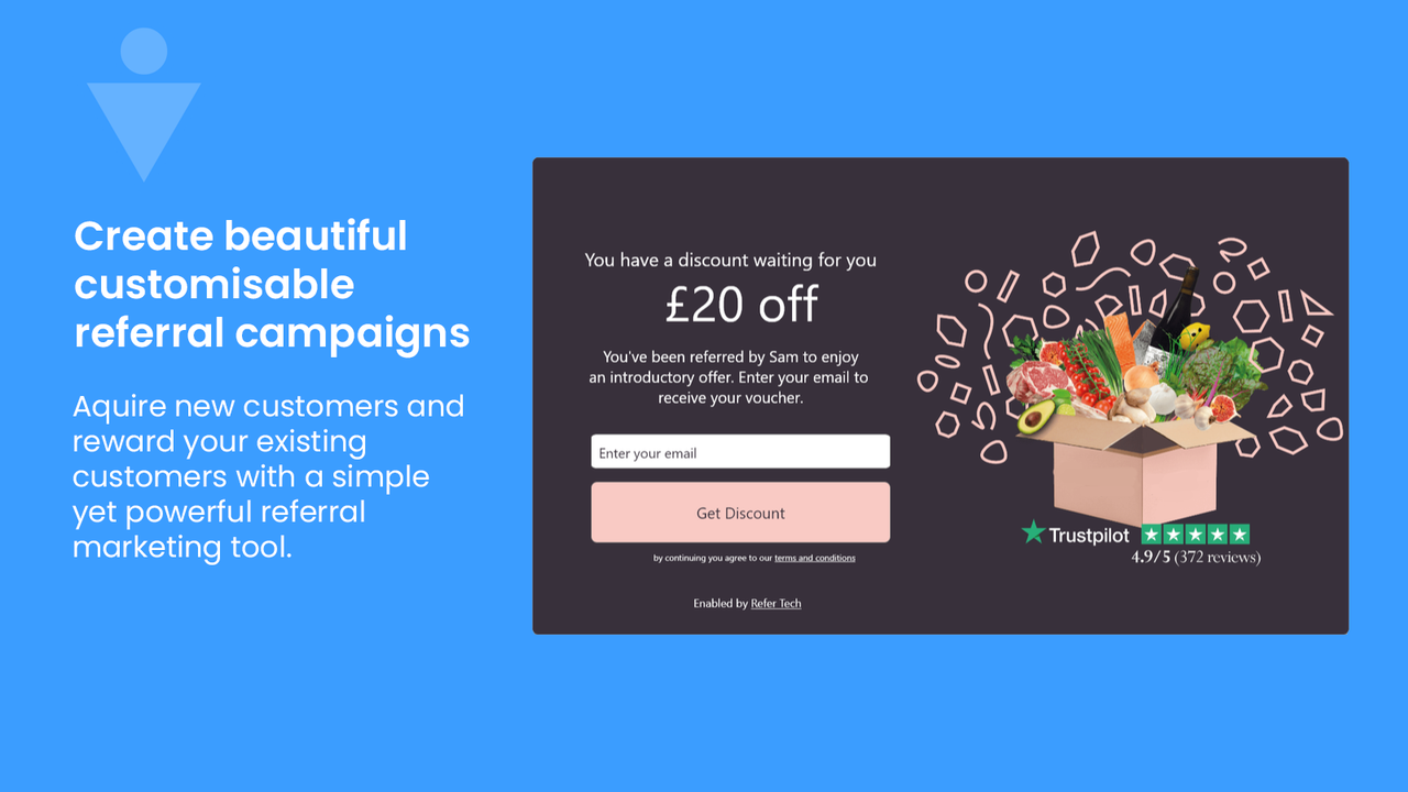 Create beautiful customisable referral campaigns