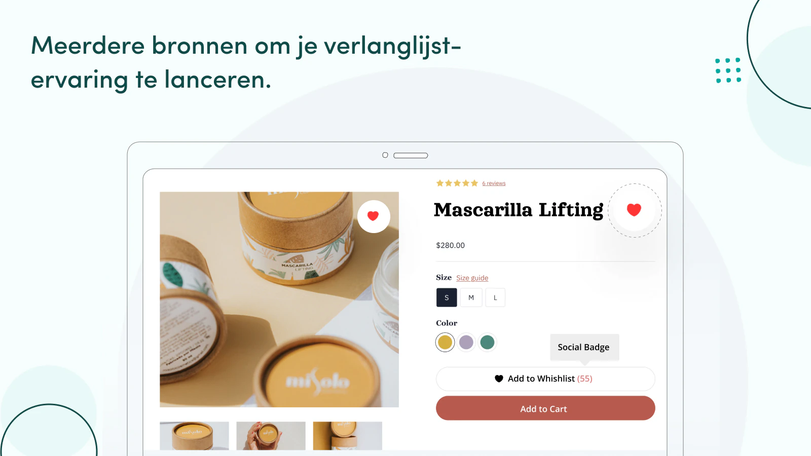 Meerdere plekken om de wishlist-knop & wishlist-pagina te tonen.