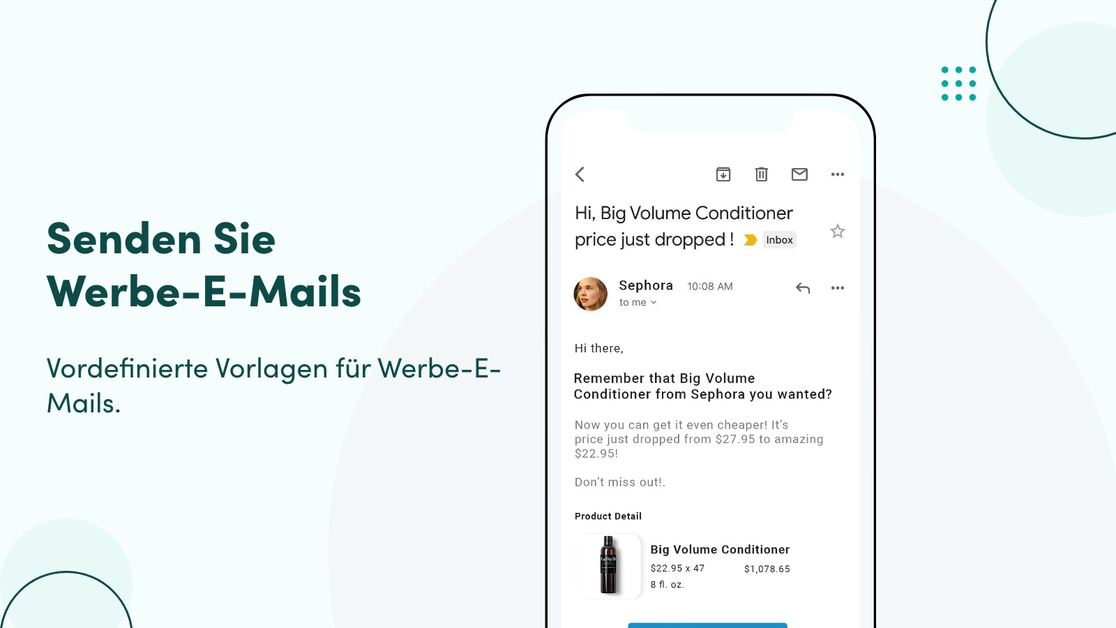 Vordefinierte Vorlagen für Werbe-E-Mails.