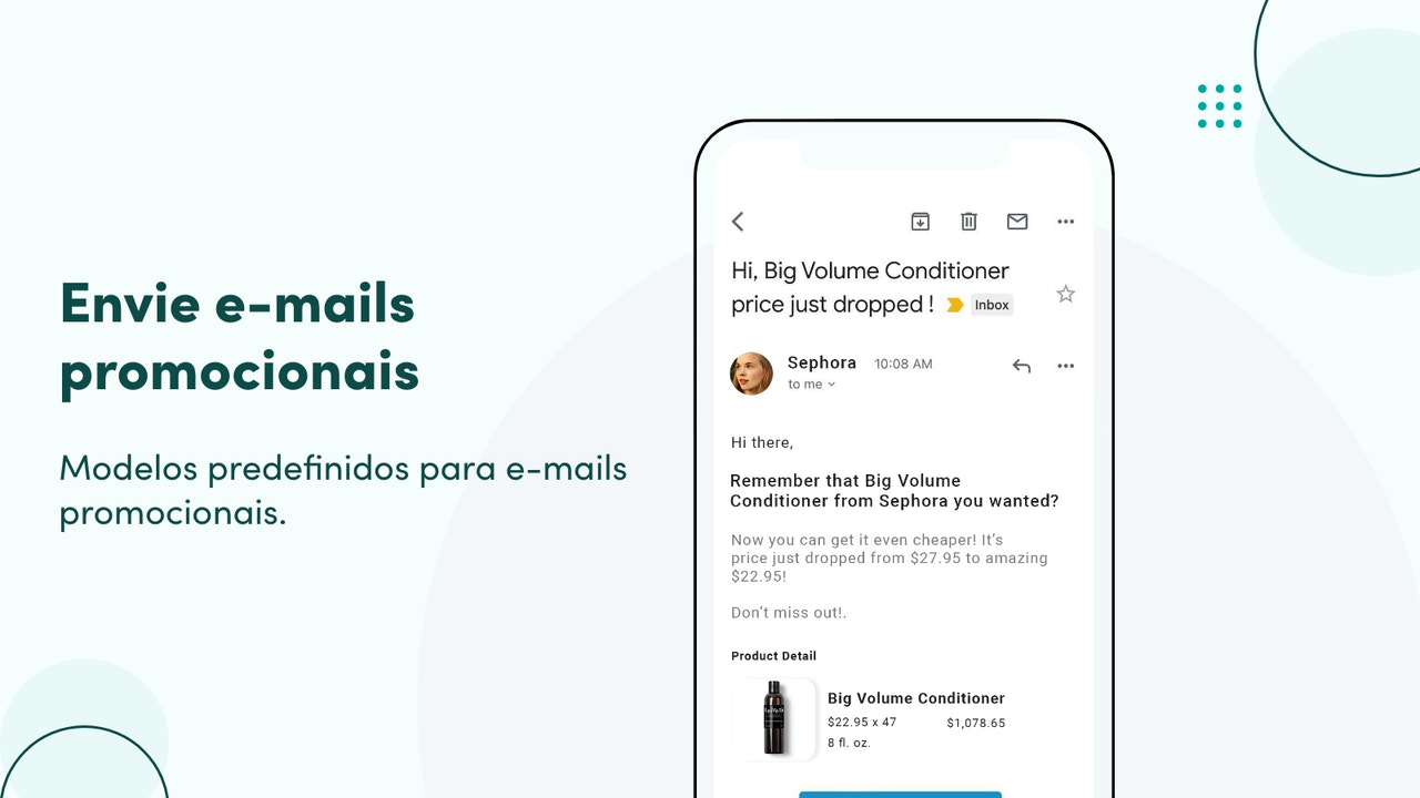 Modelos predefinidos para e-mails promocionais.