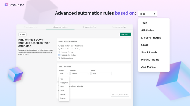 Regras avançadas de automação baseadas em muitos atributos