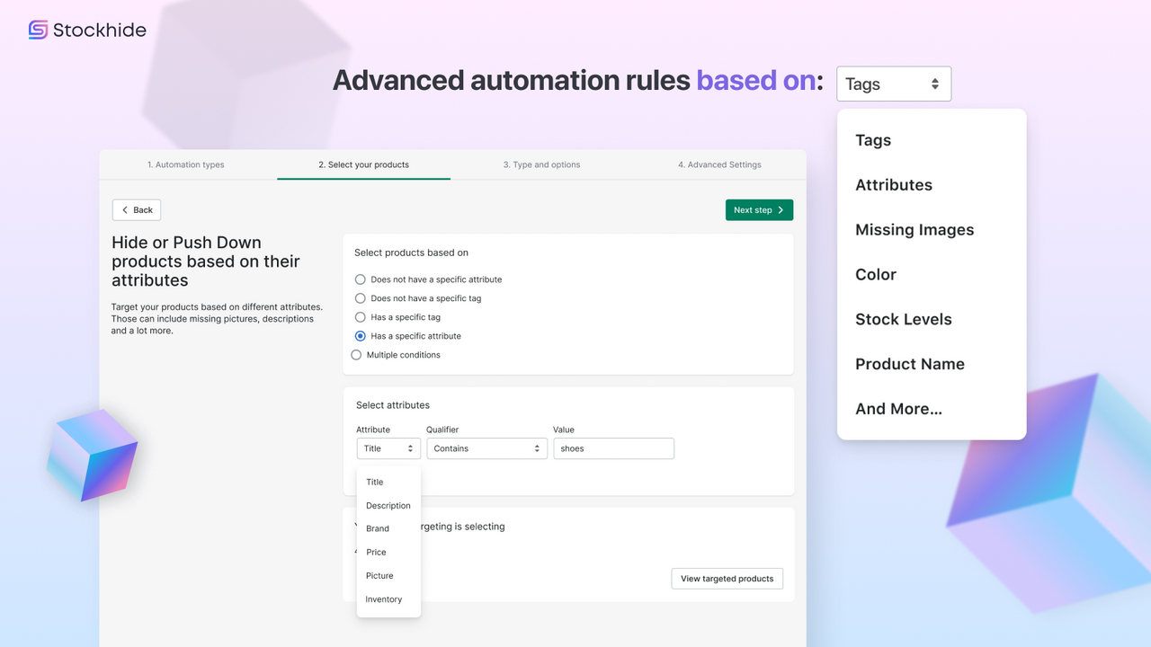 Regras avançadas de automação baseadas em muitos atributos