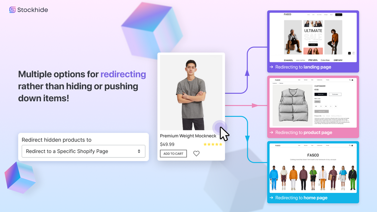 Multiple options for redirecting based on product attributes