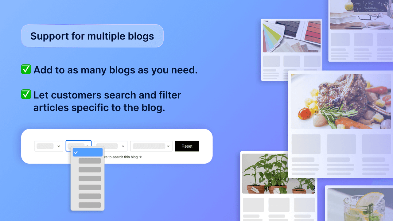 Tilføj blog tagfiltre og blogsøgning til flere Shopify blogs