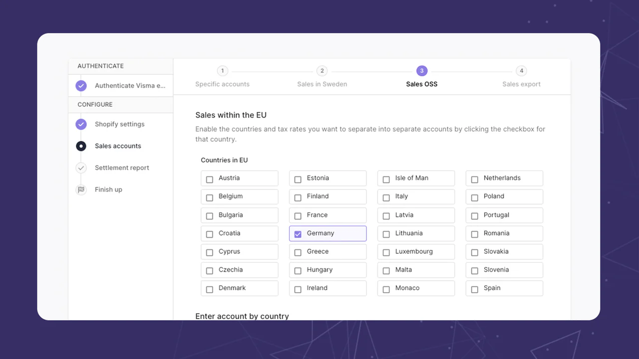 Optional configuration of sales for each country