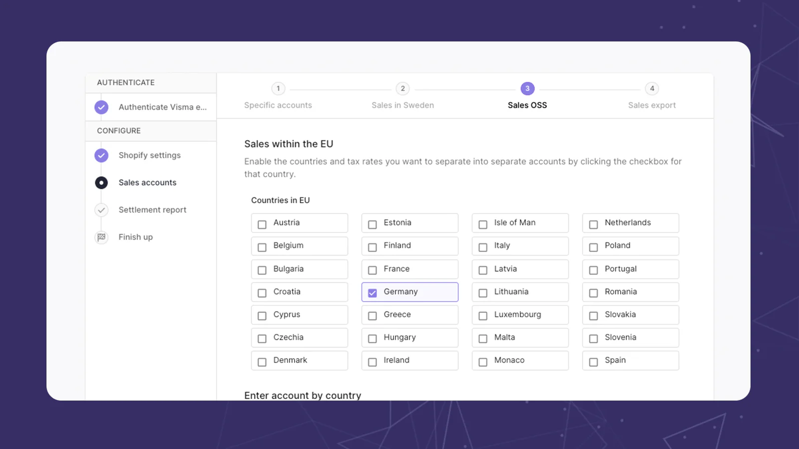 Optional configuration of sales for each country