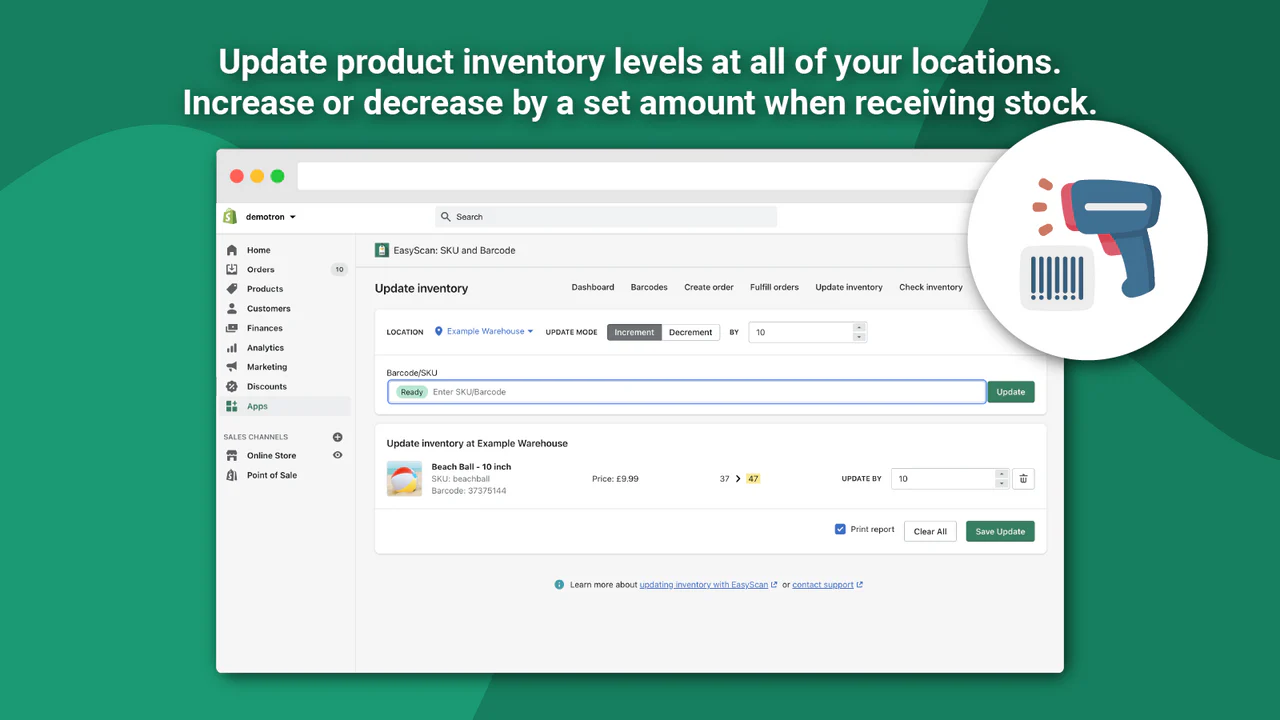 Update your inventory levels at all locations