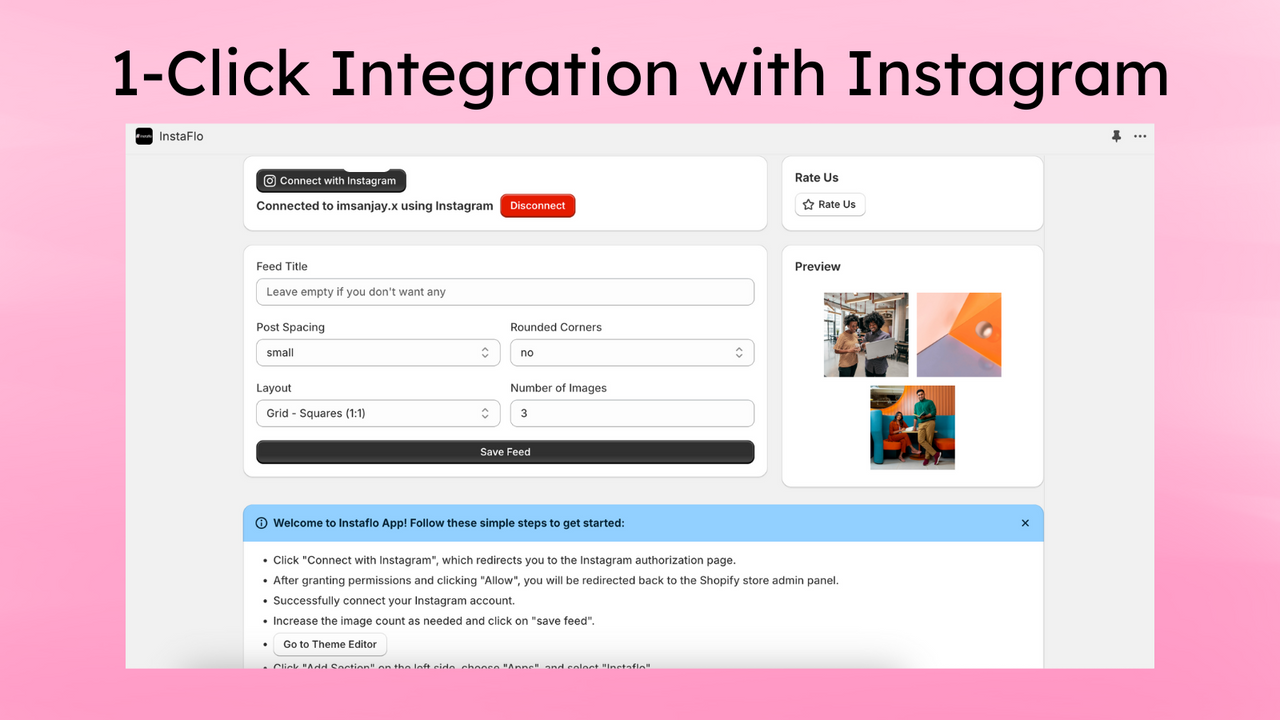 Instantly Integrate Instagram with Shopify