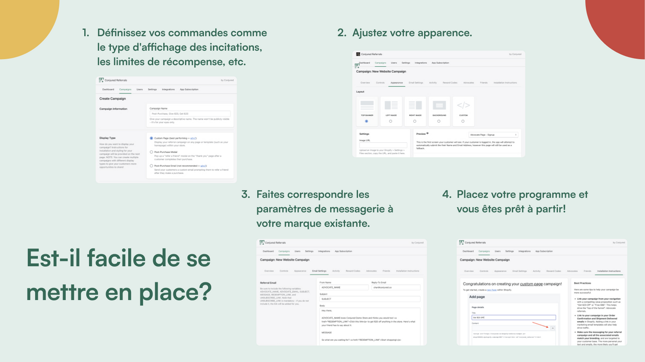 Configuration simple étape par étape du programme de référence.