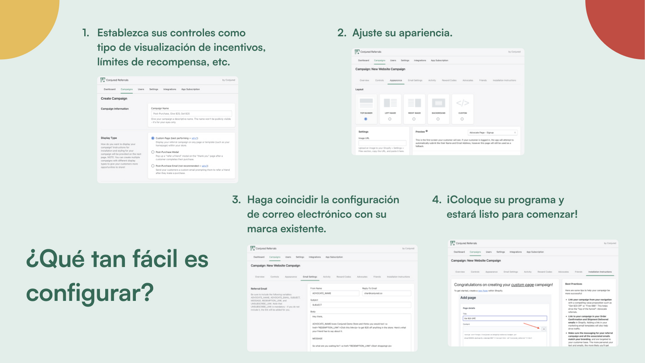 Configuración sencilla paso a paso del programa de referencia.