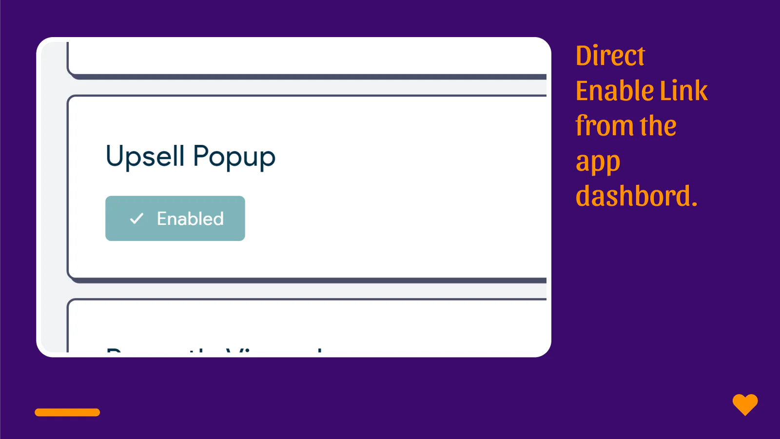 visualização do painel do popup de upsell limpo e minimalista