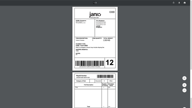 Página de Impressão de Etiqueta Janio