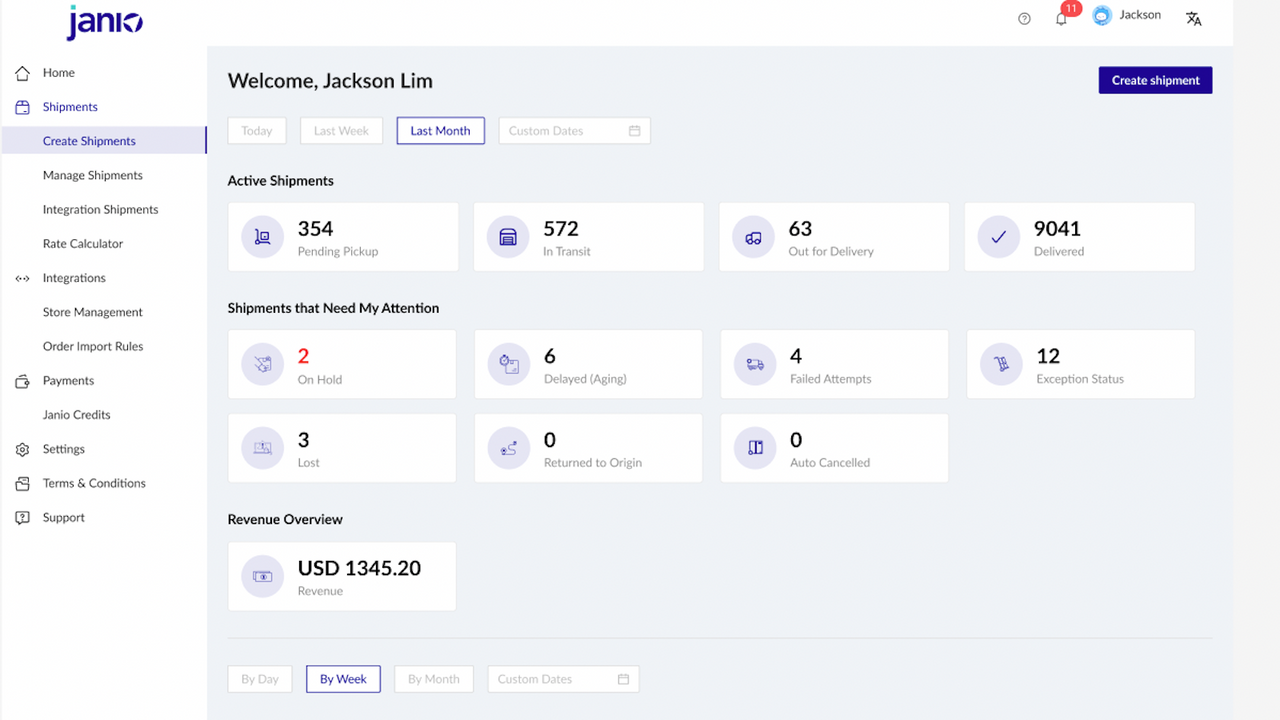 janio dashboard