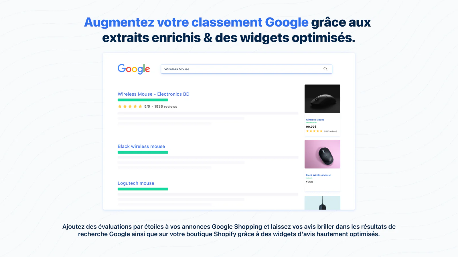 avis google shopping, extraits enrichis, SEO, widgets optimisés