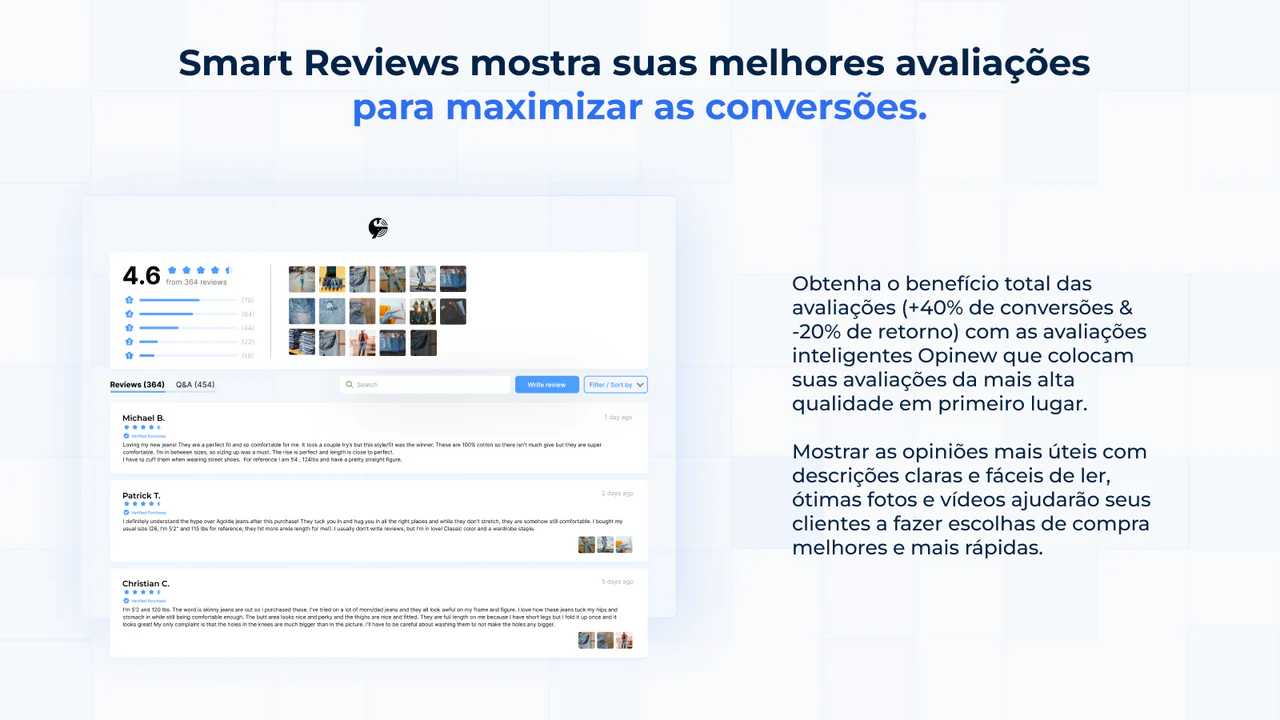 Assistente de revisão inteligente, filtro, melhores revisões