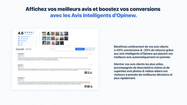 avis intelligents, filtrez et montrez vos meilleurs avis clients