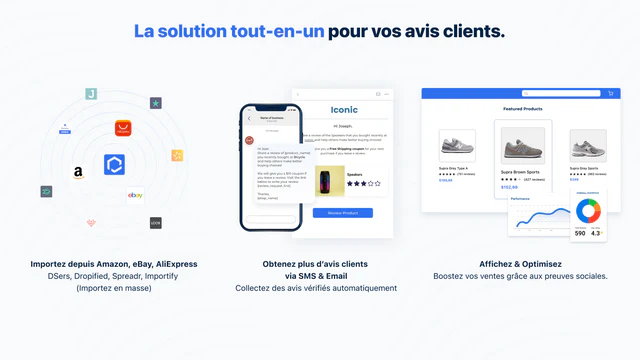 Importez des avis, demandes d'avis, affichez, optimisez vos avis